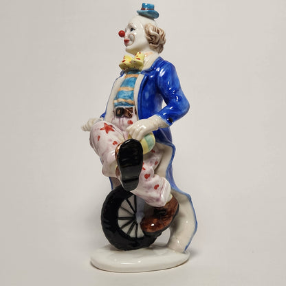 Ceramic Clown on Unicycle Figurine