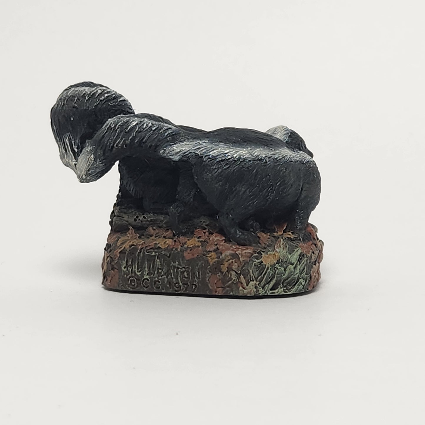 The Bronze Menagerie - Herman Deaton -  Painted Bronze Skunks Figurine 1977