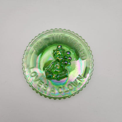 Mosser - Miniature Iridescent Green Glass Clown Plate