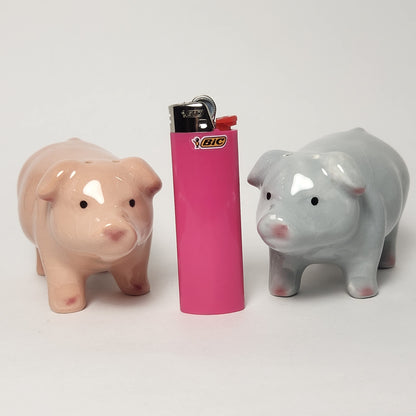 Pink and Gray Pigs Salt and Pepper Shaker Set