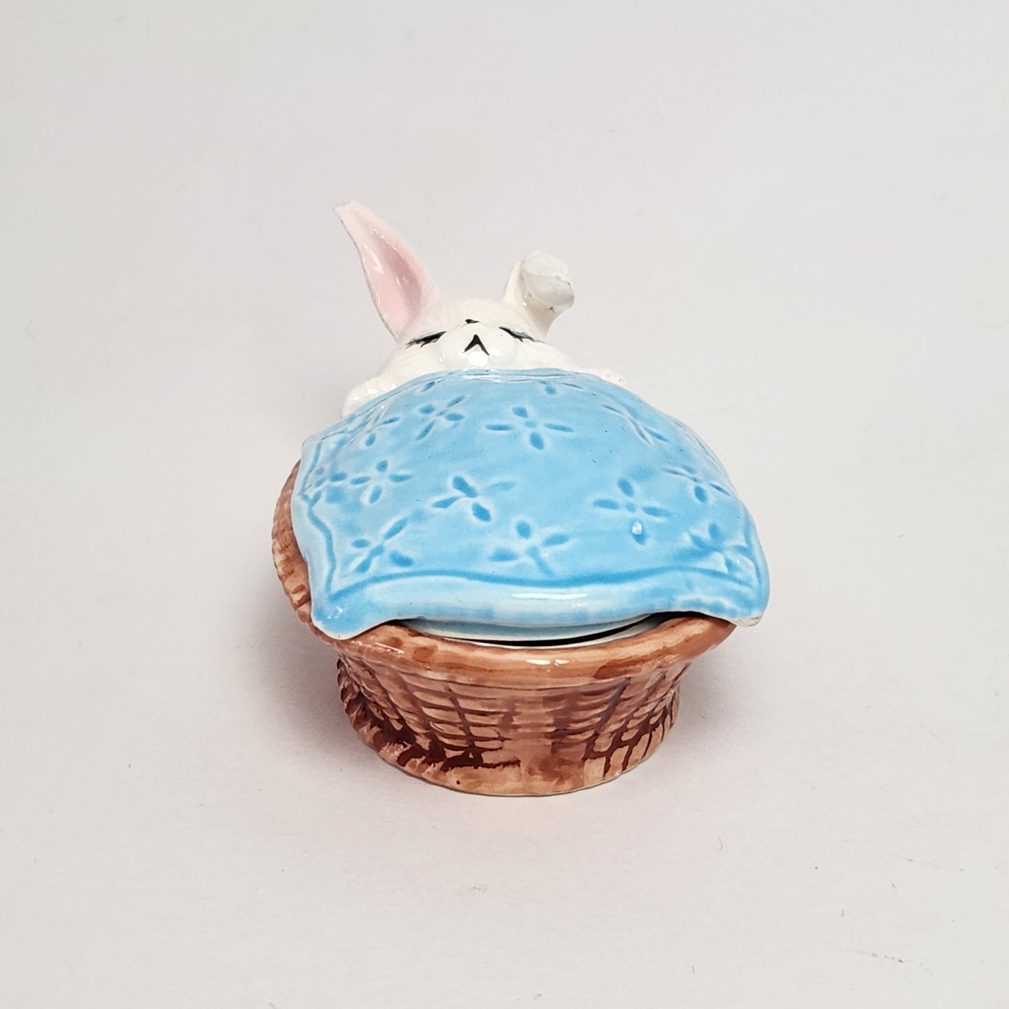 Enesco - Ceramic Sleeping Bunny Trinket Box 1980