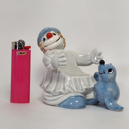 Fitz and Floyd - Clown with Seal Candle Holder 1978