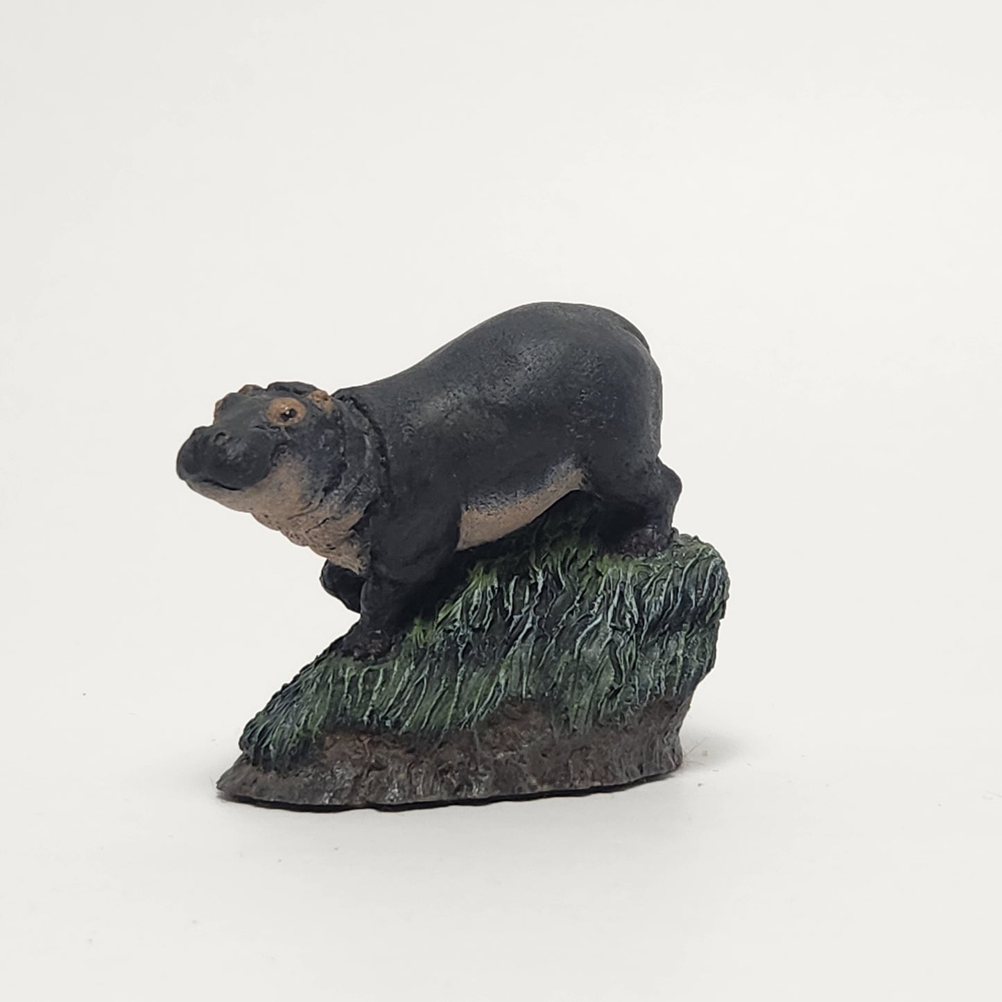 The Bronze Menagerie - Herman Deaton -  Painted Bronze Baby Hippo Figurine 1978