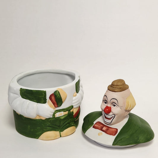 Ceramic Clown Candy Dish Trinket Box