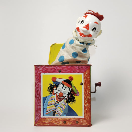 Mattel - Metal Clown Wind-Up Jack in the Box Toy 1951 (NON WORKING)