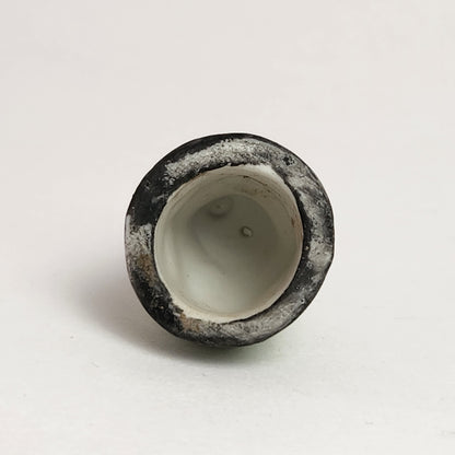 Porcelain Bisque Frog with Pink Flower Thimble