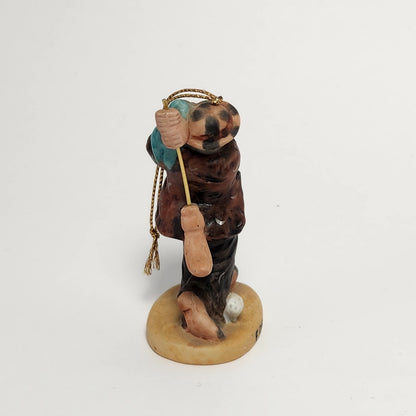 Emmett Kelly Jr. - Dave Grossman - Porcelain Bisque Hobo Clown Golfer Ornament 1989