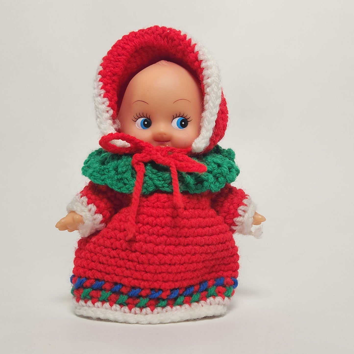 Kewpie 5" Rubber Doll with Red Crocheted Outfit