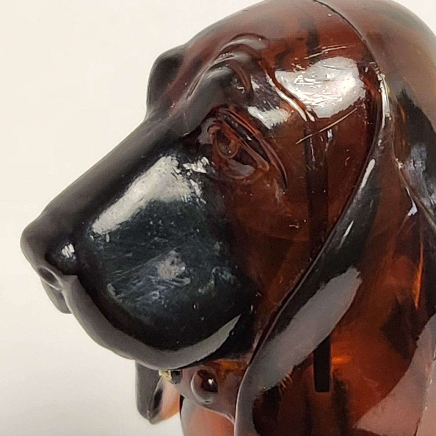 Avon - Brown Glass Basset Hound Cologne Bottle 1970s