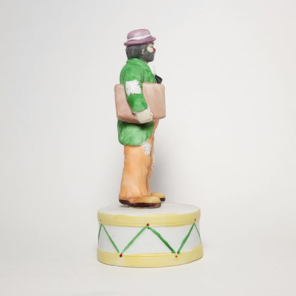 Flambro - Emmett Kelly Jr. - Hobo Clown with Umbrella Porcelain Bisque Music Box 1984