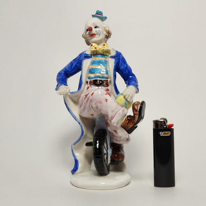 Ceramic Clown on Unicycle Figurine