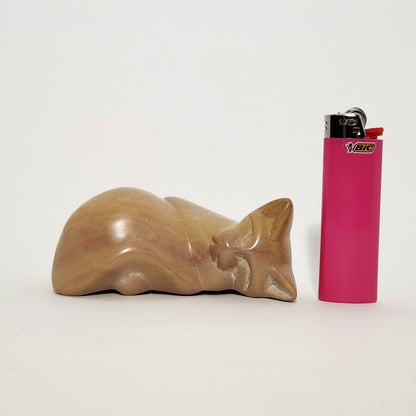 Martin Gaiti - Hand-Carved Stone Sleeping Cat Sculpture