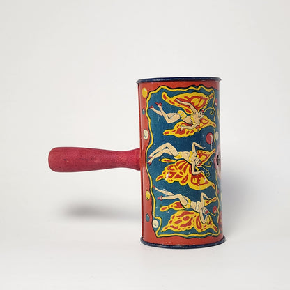 Kirchhof - Tin Lithographed Clown Noisemaker Toy with Wooden Handle (Red)