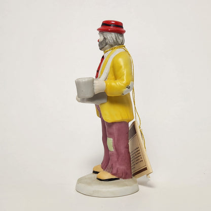 Flambro - Emmett Kelly Jr. - Hobo Clown with Organ Grinder Porcelain Bisque Figurine 1984