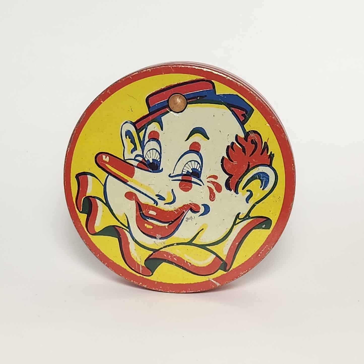 Kirchhof - Tin Lithographed Clown Face Noisemaker Toy with Wooden Handle