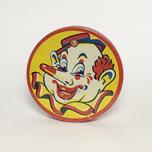 Kirchhof - Tin Lithographed Clown Face Noisemaker Toy with Wooden Handle
