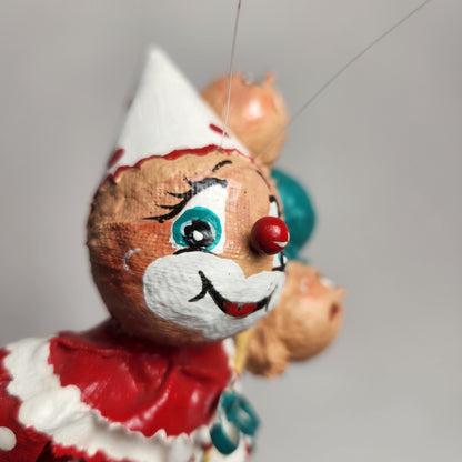 Handmade Paper Mache Clown with Balloons