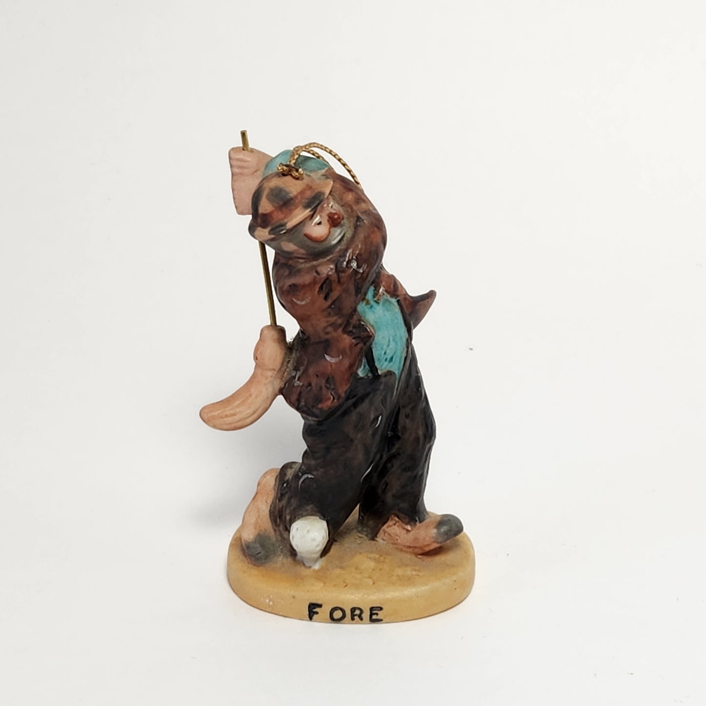 Emmett Kelly Jr. - Dave Grossman - Porcelain Bisque Hobo Clown Golfer Ornament 1989