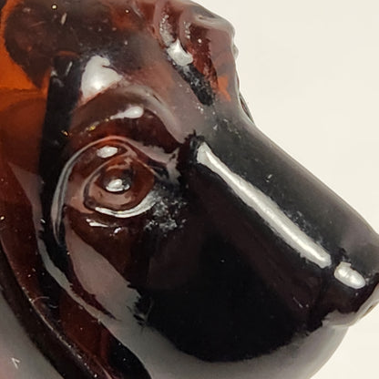 Avon - Brown Glass Basset Hound Cologne Bottle 1970s