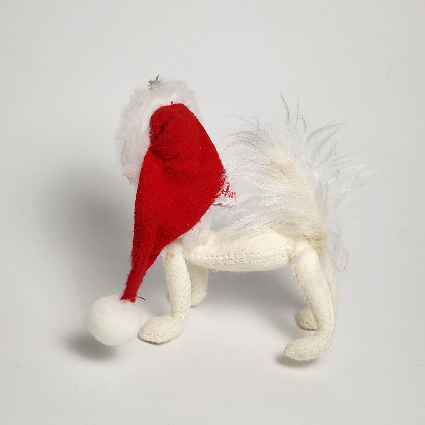 Annalee Mobilitee Dolls - White Cat Doll with Santa Hat 1998