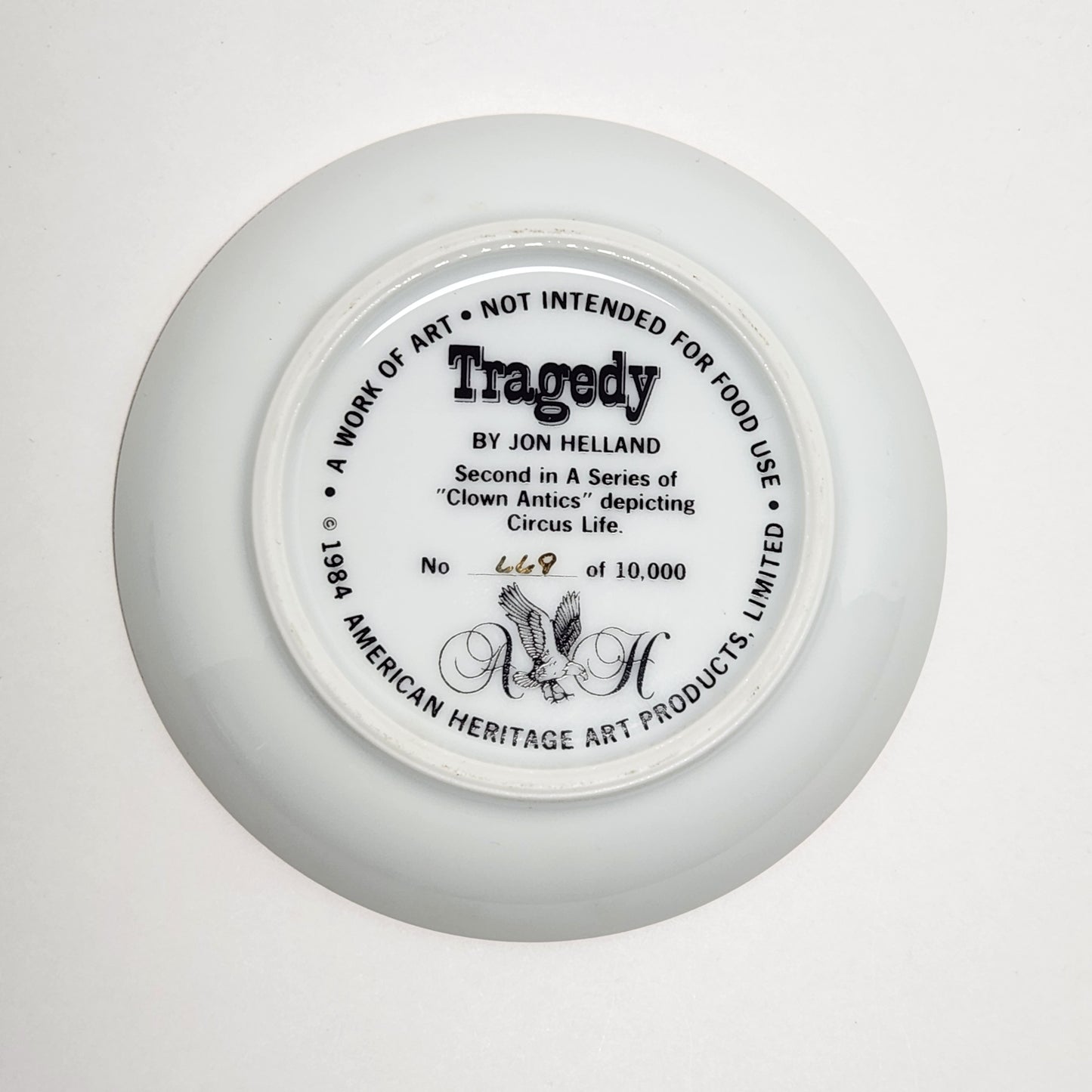 American Heritage Art Products - Jon Helland - "Tragedy" Collector Plate 1984 (NO COA)