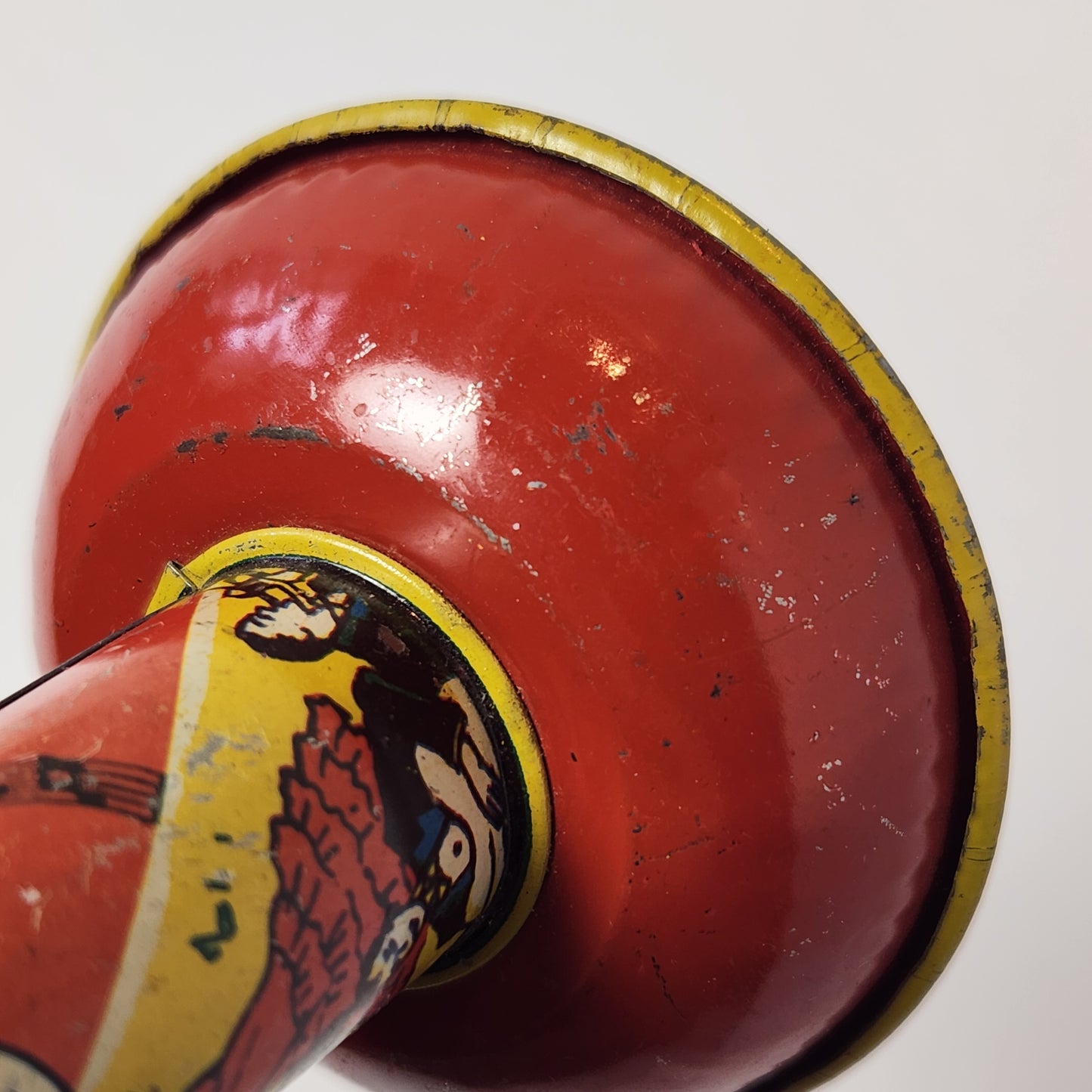 US Metal Toy Manufacturing Company - Tin Lithographed Clown Horn Noisemaker Toy (Yellow)