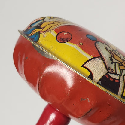 Tin Lithographed New Year's Eve Noisemaker Toy with Wooden Handle