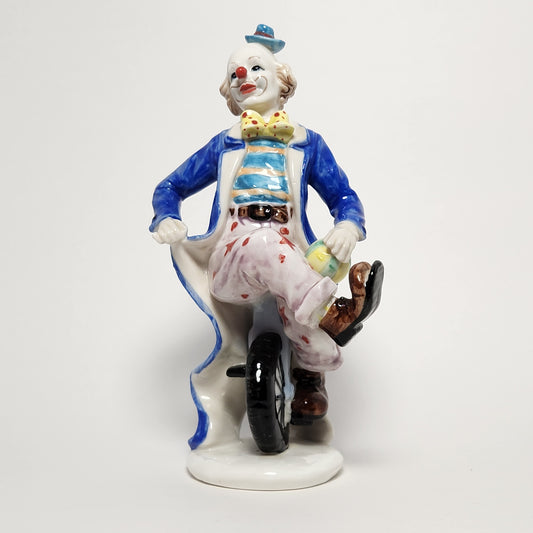 Ceramic Clown on Unicycle Figurine