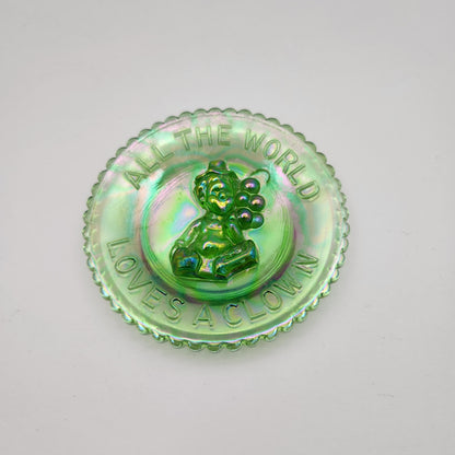 Mosser - Miniature Iridescent Green Glass Clown Plate