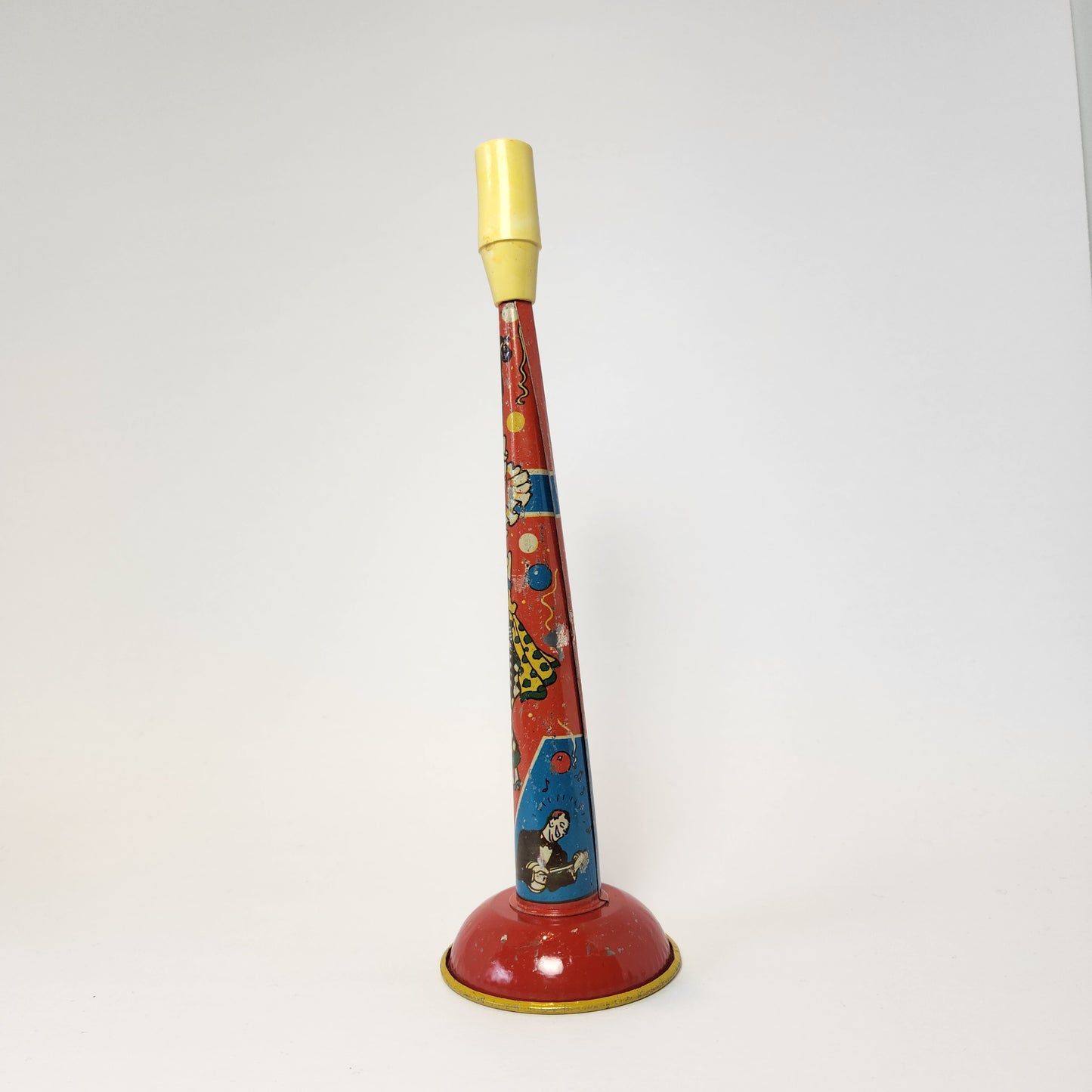 US Metal Toy Manufacturing Company - Tin Lithographed Clown Horn Noisemaker Toy (Red)