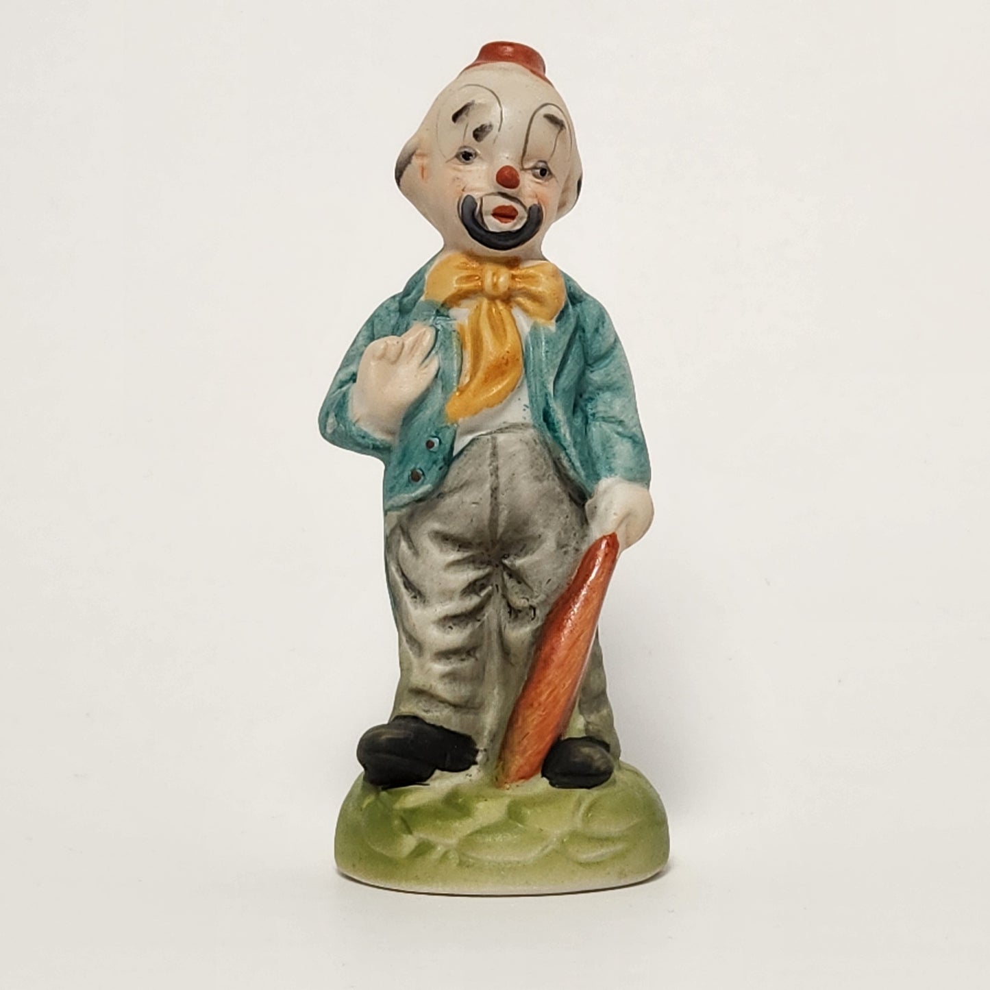 Clown with Umbrella Porcelain Bisque Figurine