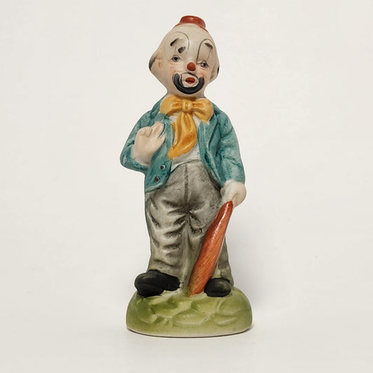 Clown with Umbrella Porcelain Bisque Figurine