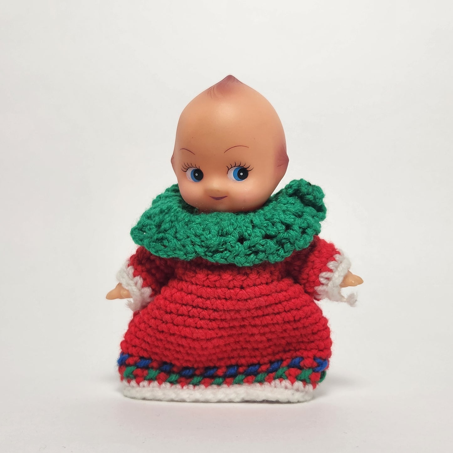 Kewpie 5" Rubber Doll with Red Crocheted Outfit