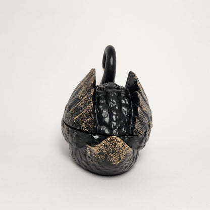 Black and Gold Swan Porcelain Trinket Box