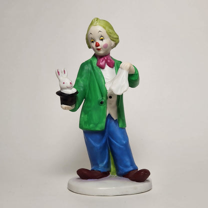 Porcelain Clown with Rabbit in a Hat Figurine
