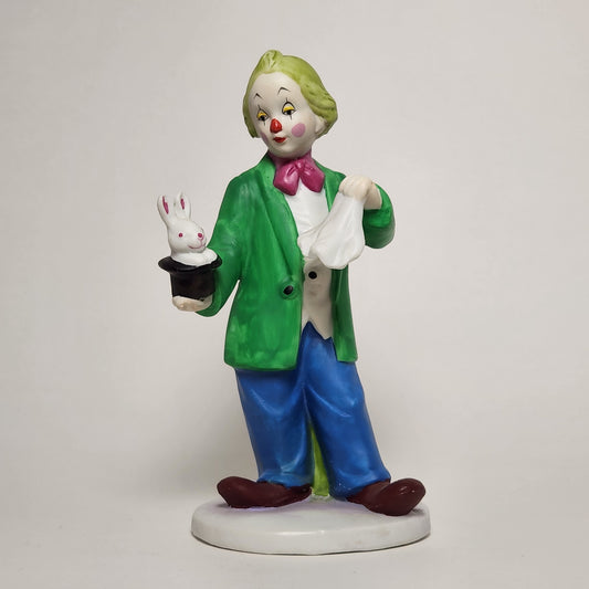 Porcelain Clown with Rabbit in a Hat Figurine