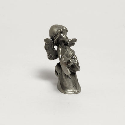 Pewter Angels with Instruments Figurines Set of 2