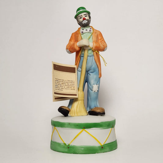 Flambro - Emmett Kelly Jr. - Hobo Clown Ceramic Music Box 1984