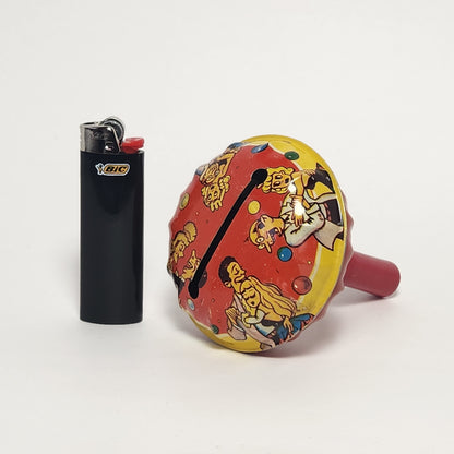 Tin Lithographed New Year's Eve Noisemaker Toy with Wooden Handle
