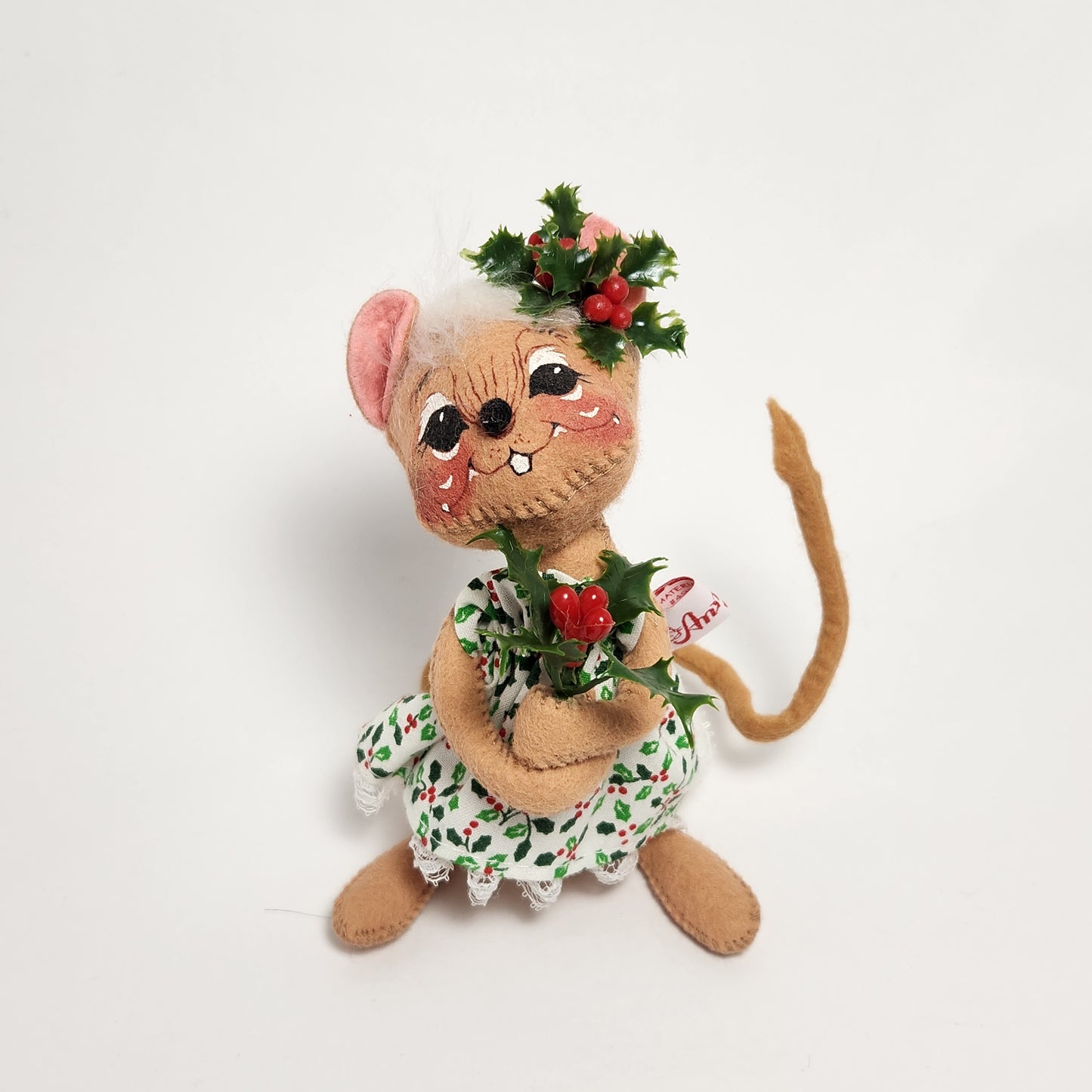 Annalee Mobilitee Dolls - Mouse Doll with Mistletoe Dress 1995