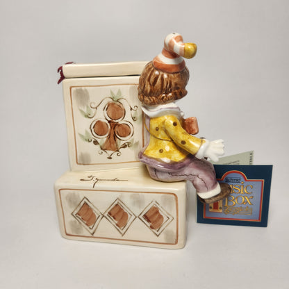 Schmid - Tsenekazu Yamada - Clown Doll and Teddy Bear Jack-in-the-Box Music Box 1983