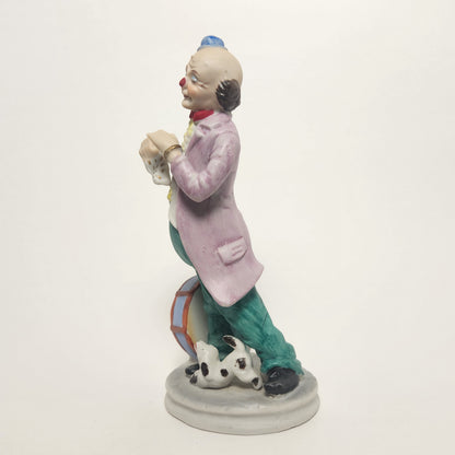 Frankel - Porcelain Bisque Clown with Dog and Drum Figurine