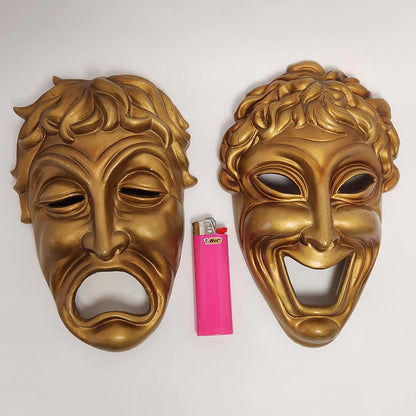 Ucagco - Comedy and Tragedy Gold Theater Masks Set of 2