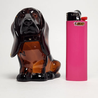 Avon - Brown Glass Basset Hound Cologne Bottle 1970s