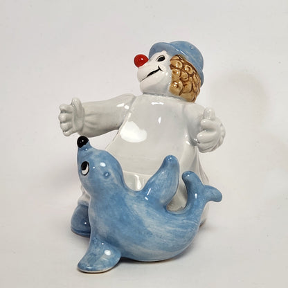 Fitz and Floyd - Clown with Seal Candle Holder 1978