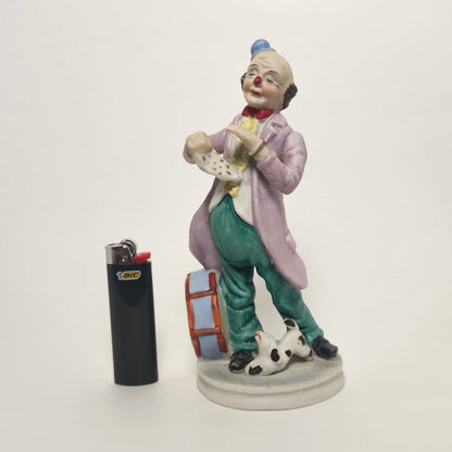 Frankel - Porcelain Bisque Clown with Dog and Drum Figurine