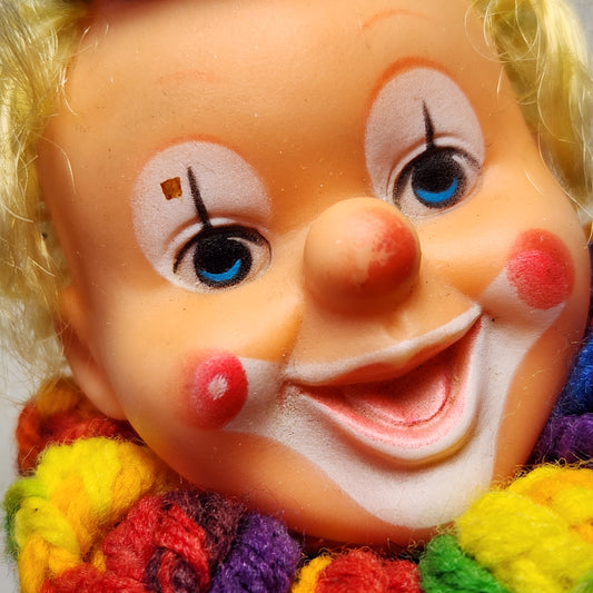 Handmade Rainbow Crochet Body Clown Doll with Bell Hands and Feet