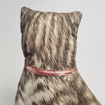 Handmade Tabby Cat with Bow Plush Pillow Doll