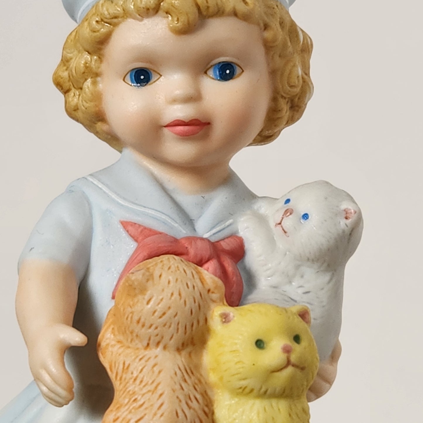 Avon - Blonde Girl with Kittens Porcelain Bisque Figurine 1991