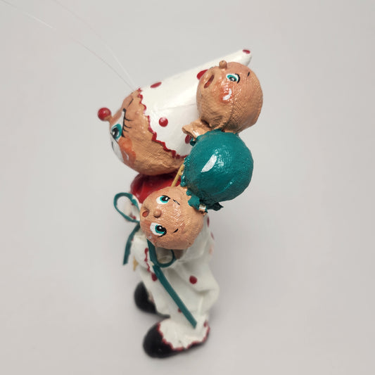 Handmade Paper Mache Clown with Balloons